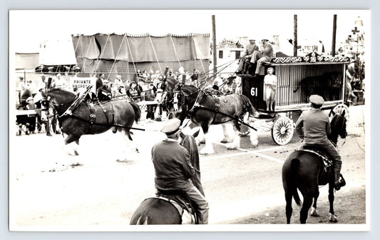 Arthur Bros Circus parade lion cage wagon pulled by horses Louisville Kentucky 1967 circus street parade photograph