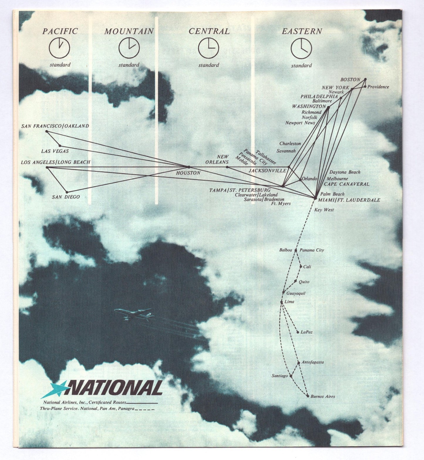 National Airlines 1962 Where Nation Grows System Time Table Brochure