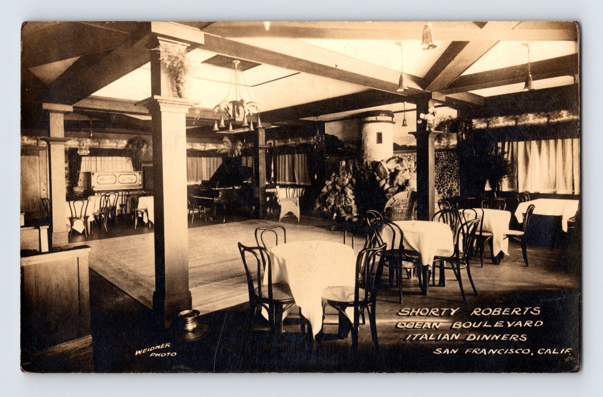San Francisco California Shorty Roberts Restaurant 1913 RPPC Postcard Posted