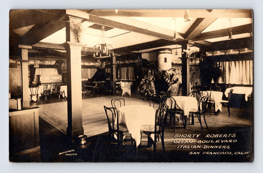 San Francisco California Shorty Roberts Restaurant 1913 RPPC Postcard Posted