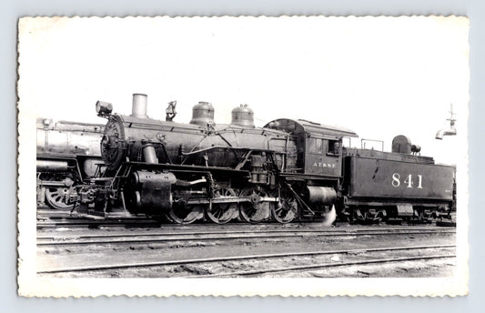 Atchison Topeka Santa Fe 0-6-0 steam locomotive 841 Kansas City Kansas 1948 railroad yard photograph
