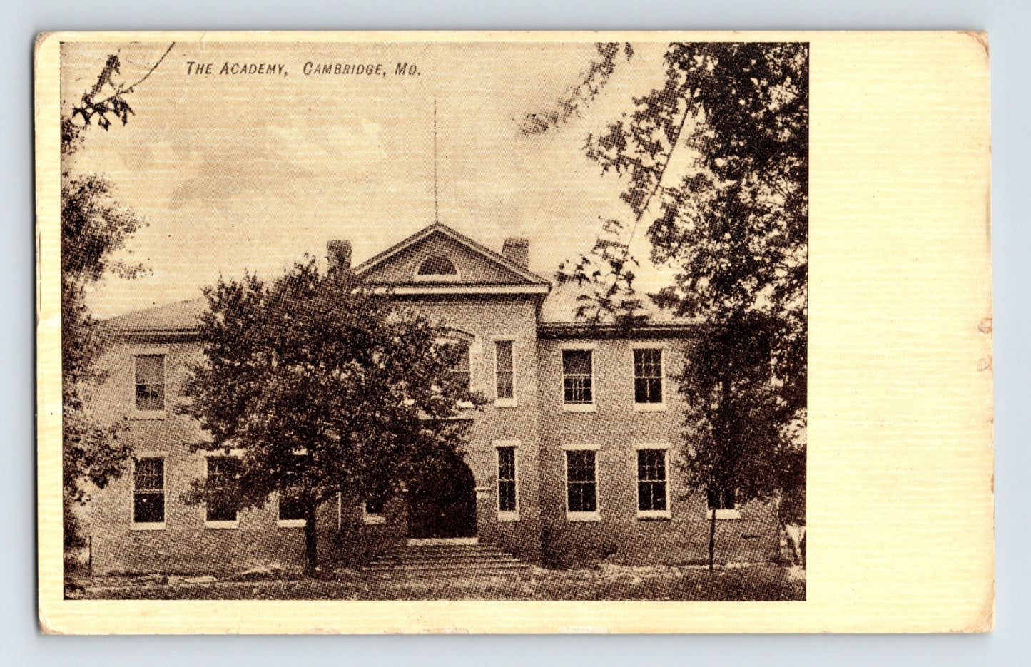 Cambridge Missouri Academy building school structure historic town postcard 1910s