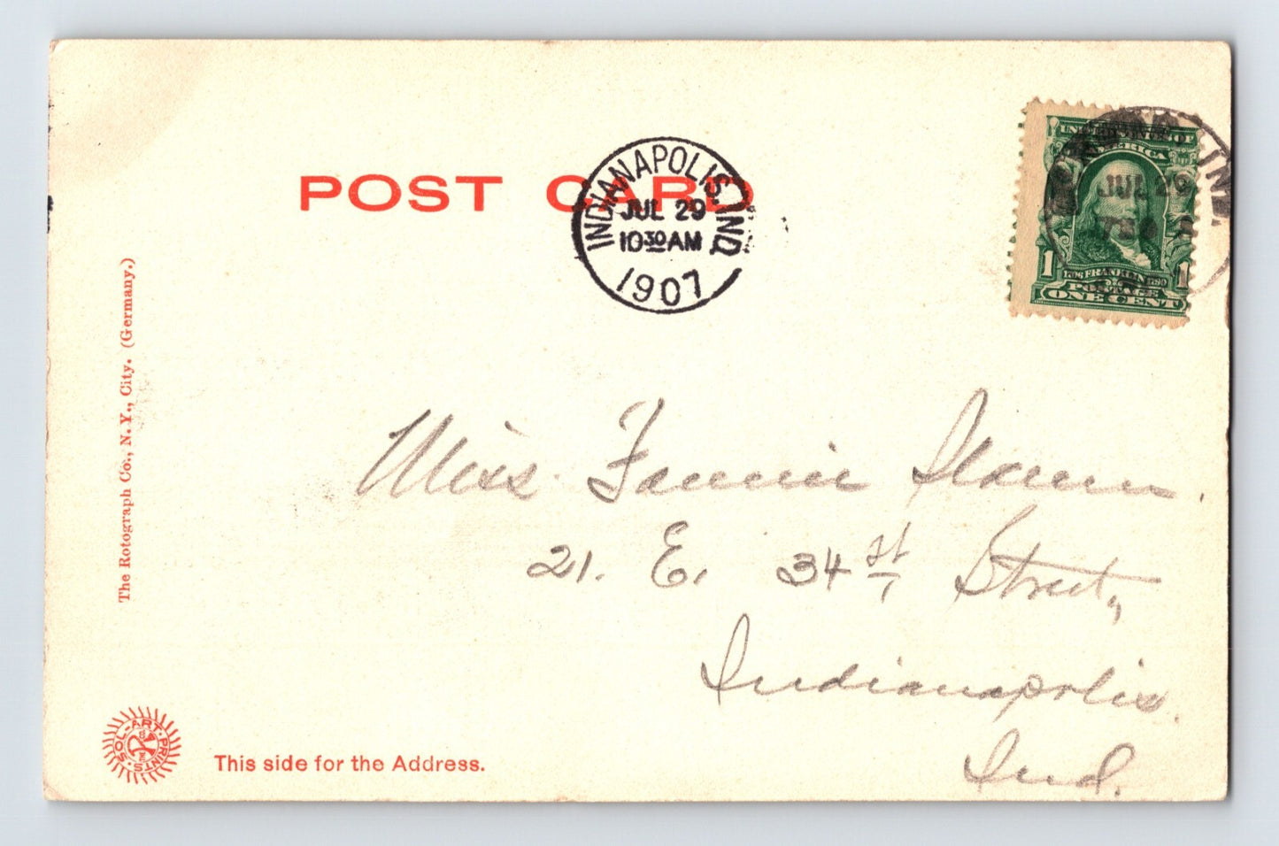 Elwood Indiana City Building Downtown 1907 Postcard Posted Undivided Back
