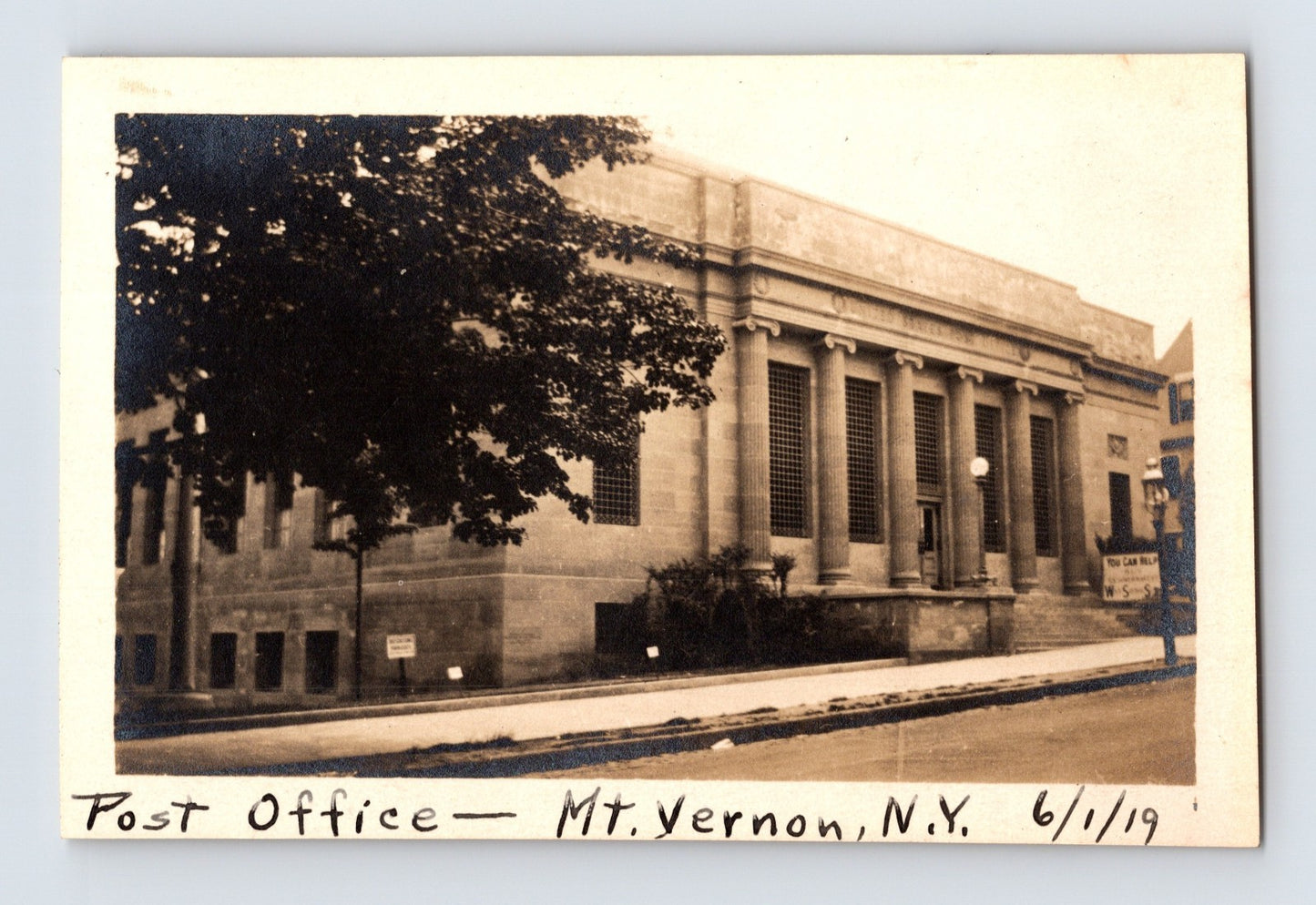 Mount Vernon New York Post Office 1919 Photo - 2.75 x 4.25