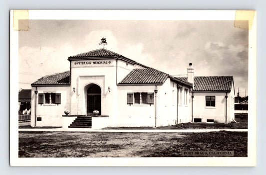 Fort Bragg California Veterans Memorial building 1930s RPPC postcard exterior view