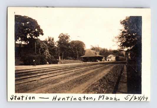 Huntington Massachusetts Railroad Train Station Depot 1919 Photo - 2.75 x 4.25