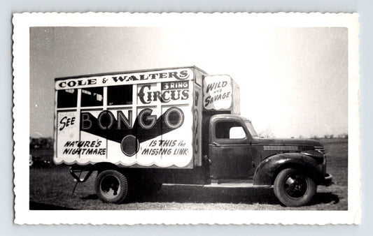 Cole Walters Circus sideshow truck advertising Bongo Wild Savage Missing Link 1950 vintage photo