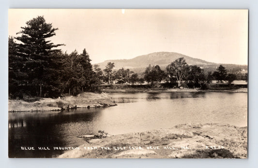 Blue Hill Maine golf country club and Blue Hill Mountain 1940s photo Postcard