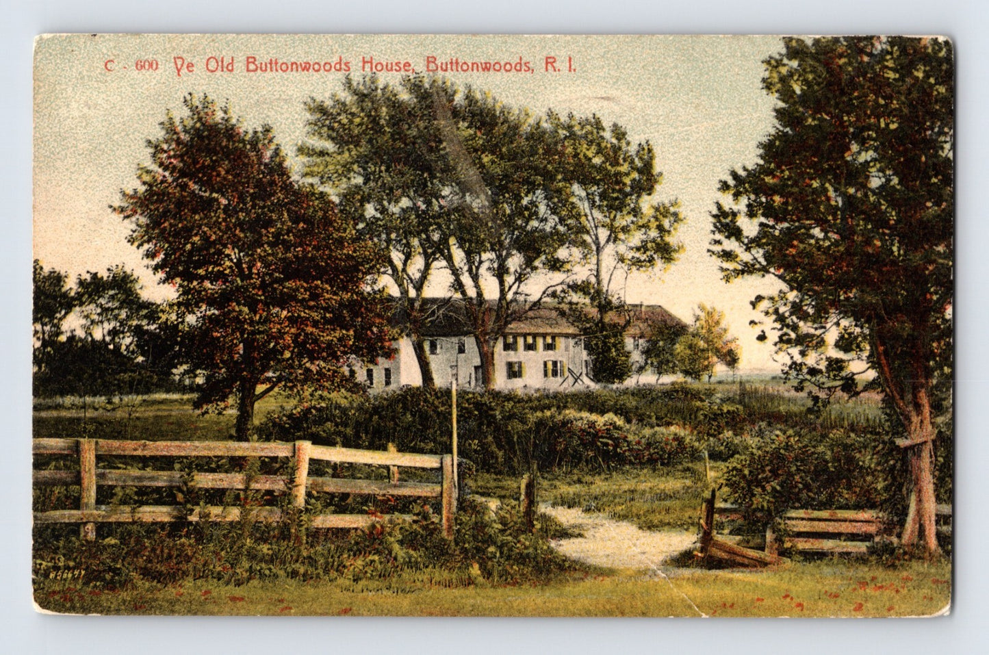 Buttonwoods Rhode Island Ye Old Buttonwoods House hotel coastal landscape postcard 1910s