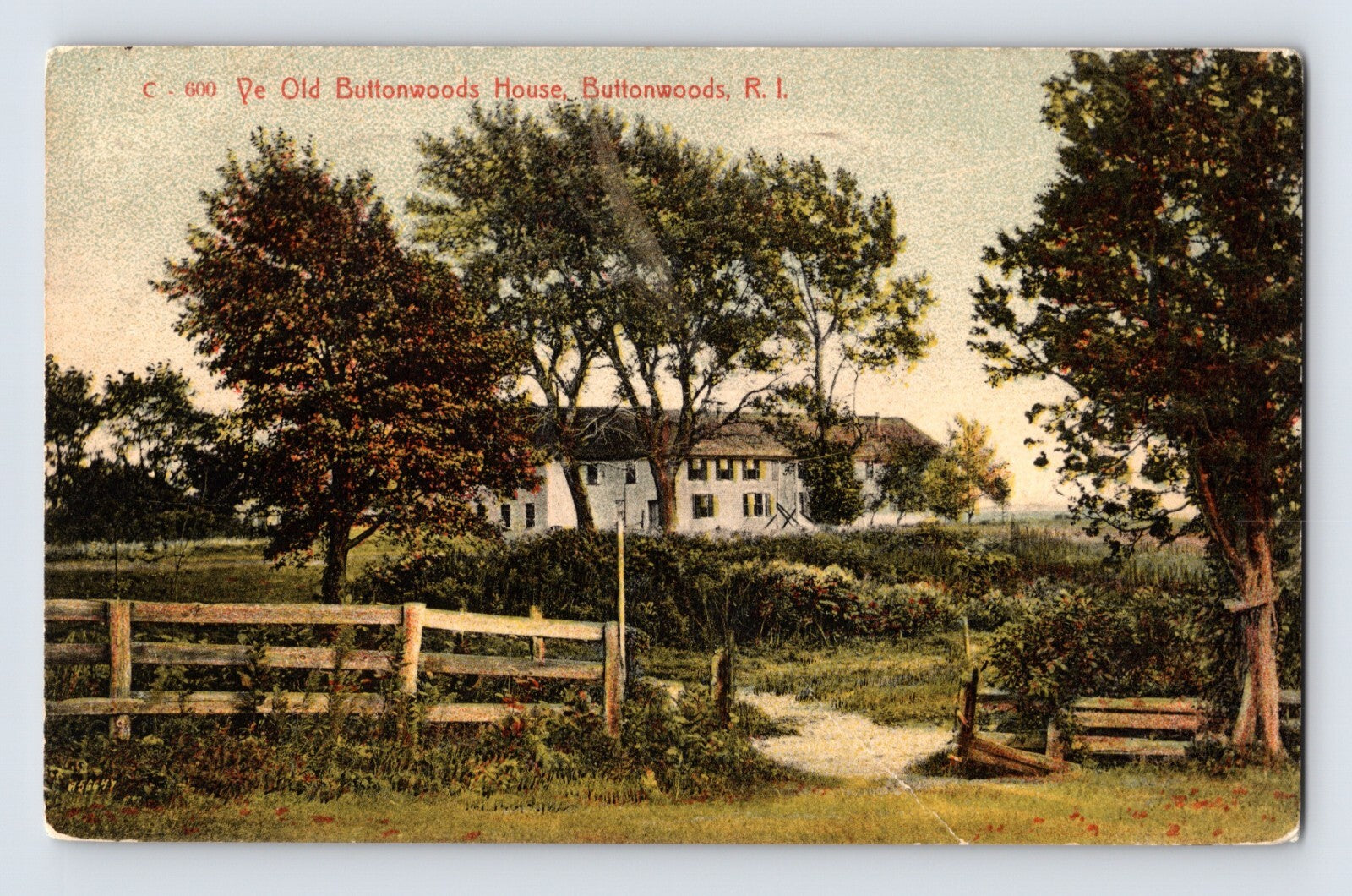 Buttonwoods Rhode Island Ye Old Buttonwoods House hotel coastal landscape postcard 1910s