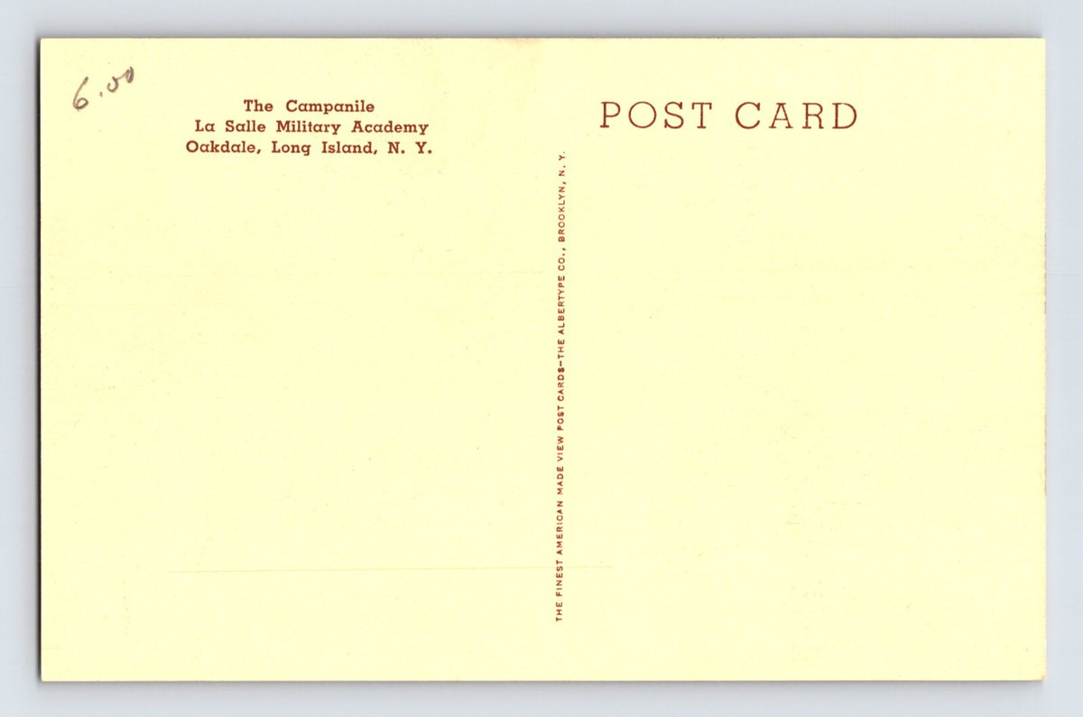 Oakdale New York Long Island La Salle Academy Campanile 1930s Postcard Unposted