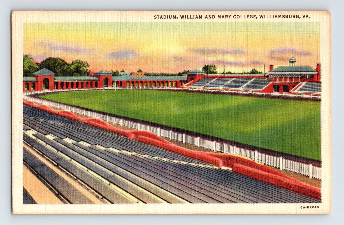 Williamsburg Virginia William and Mary College Stadium 1938 Postcard Posted