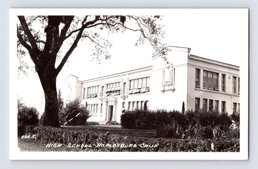 Healdsburg California high school building 1930s real photo postcard campus exterior