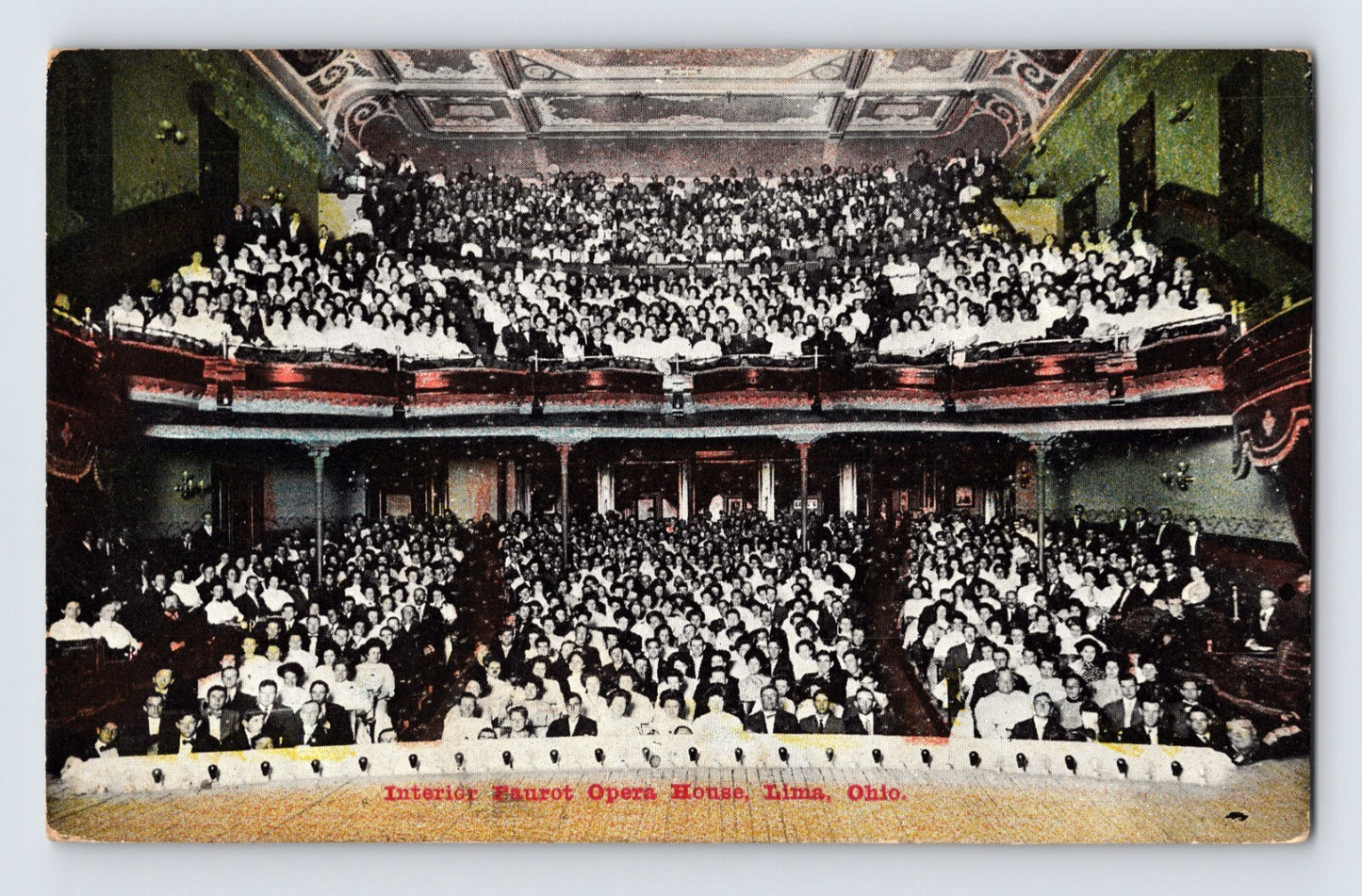 Lima Ohio Faurot Opera House interior audience balcony theater 1910s postcard