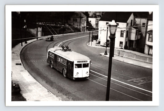 San Francisco Market Street Railway Company Brill coach 51 on 33 line trolley bus curved street residential neighborhood 1940s photo