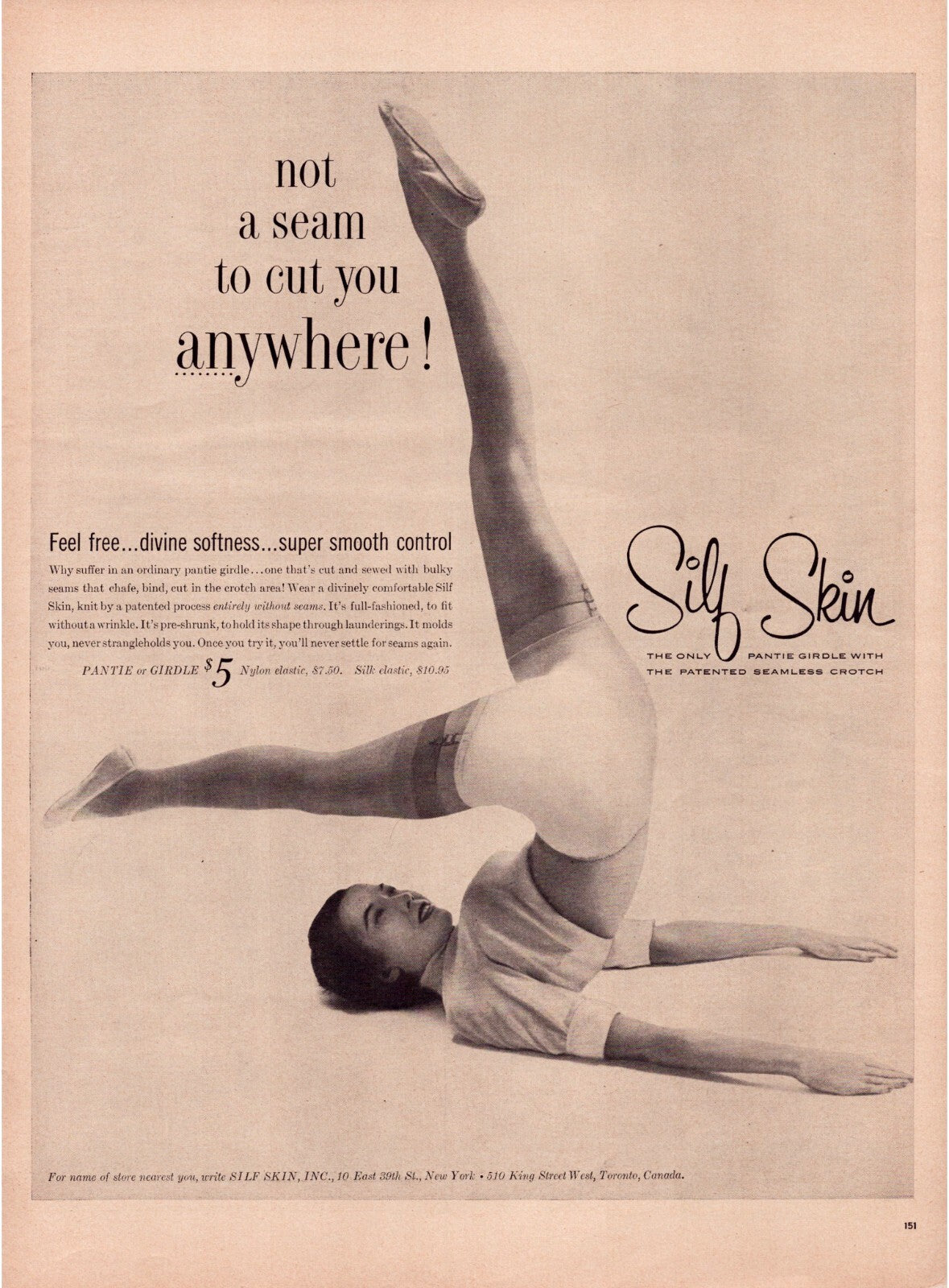 Silf Skin Panty Girdle 1955 Print Ad Seamless Hosiery Pinup - 10.5 x 13.5