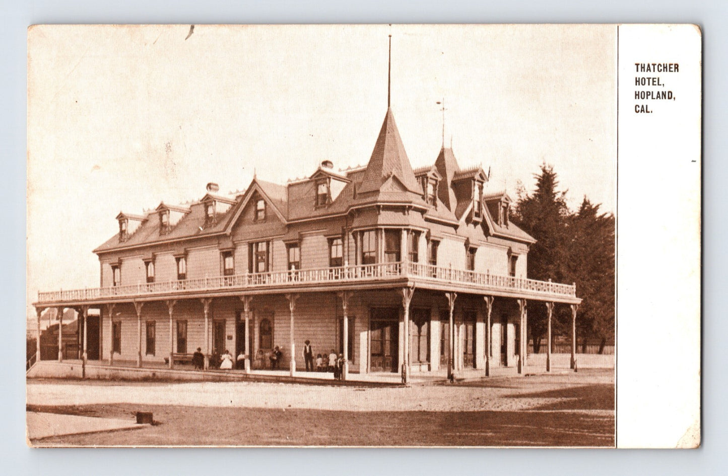 Postcard California Hopland CA Thatcher Hotel 1907 Posted RPO Divided Back