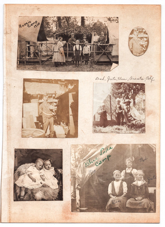 Arcata California Rustic Blue Lake Camp family photograph album page 1910