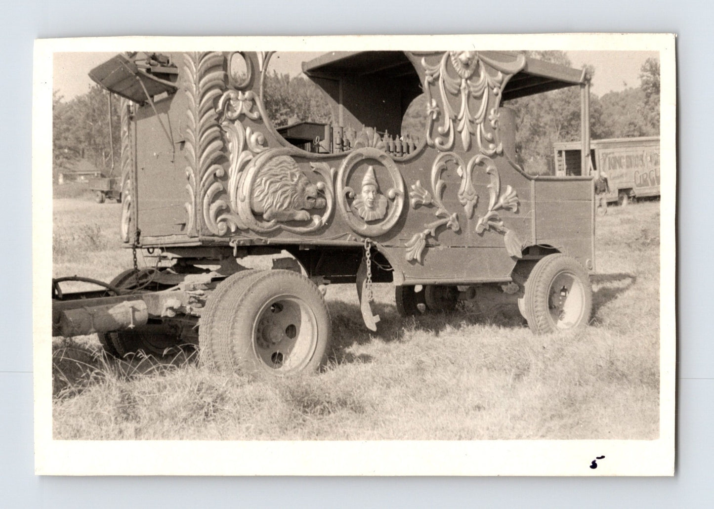 King Bros Cristiani Circus 1950s photo calliope wagon decorative panel lion carving