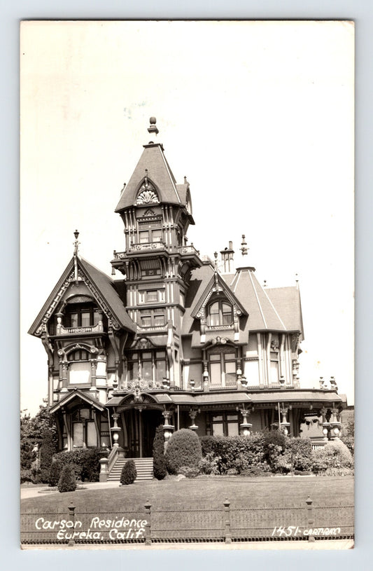 Eureka California Carson Residence 1942 RPPC Postcard Posted
