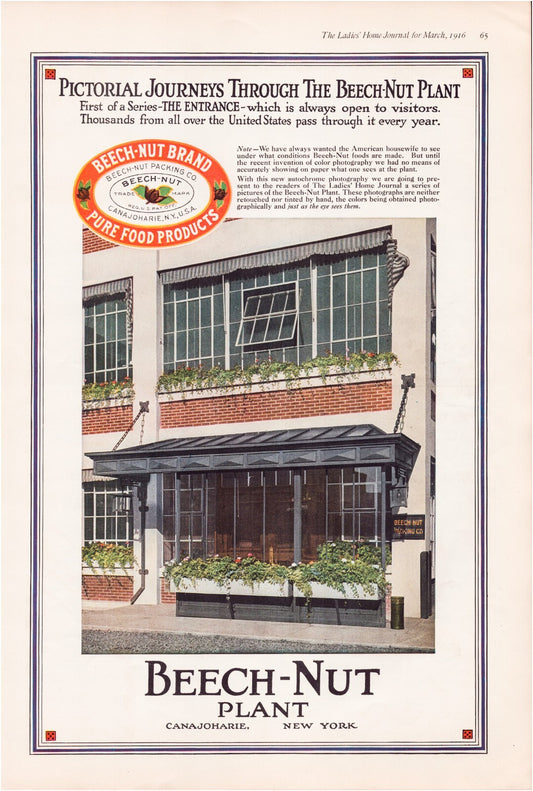 Beech-Nut 1916 Factory Exterior Print Ad Canajoharie New York Full Page 11 x 16