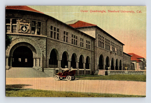 Palo Alto California Stanford University Outer Quadrangle Car 1910s Postcard
