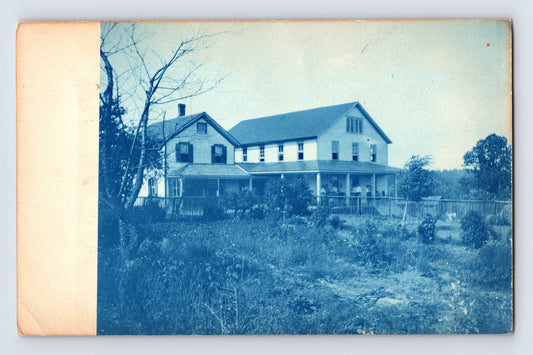 Parkersburg Pennsylvania residence cyanotype real photo postcard 1909 rural house