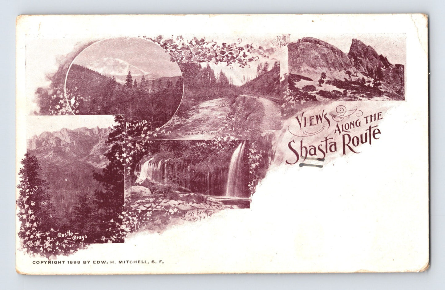 Shasta California Views Along the Shasta Route Railroad Pre-1901 Private Mailing Postcard
