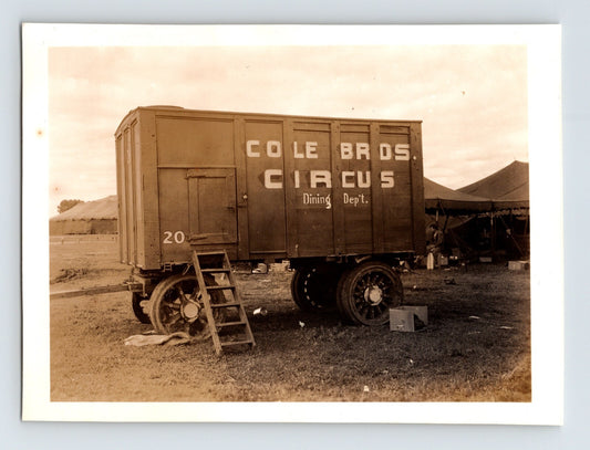 Cole Bros Circus 1946 dining wagon cookhouse Wichita Kansas vintage photo trailer tent setup