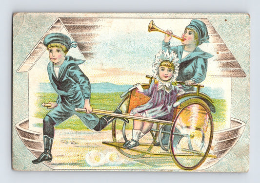 Jersey City New Jersey Coal Delivery Children Boat Trade Card 2.75 x 4.25