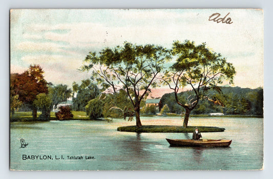 Babylon New York Long Island Tahlulah Lake 1909 Postcard Divided Back Posted