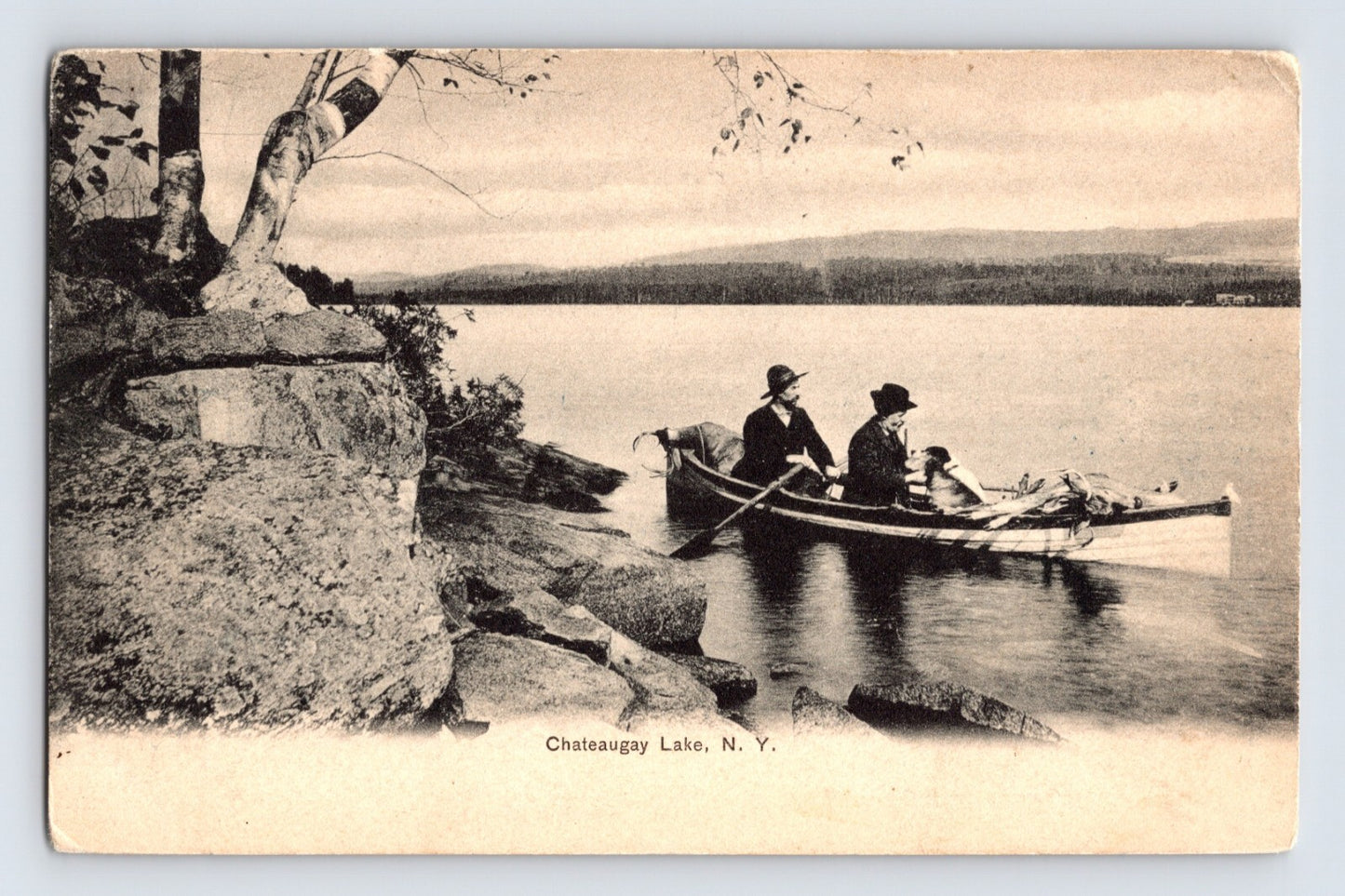 Chateaugay Lake New York Rowboat Couple Pre-1907 Postcard Unposted Undivided