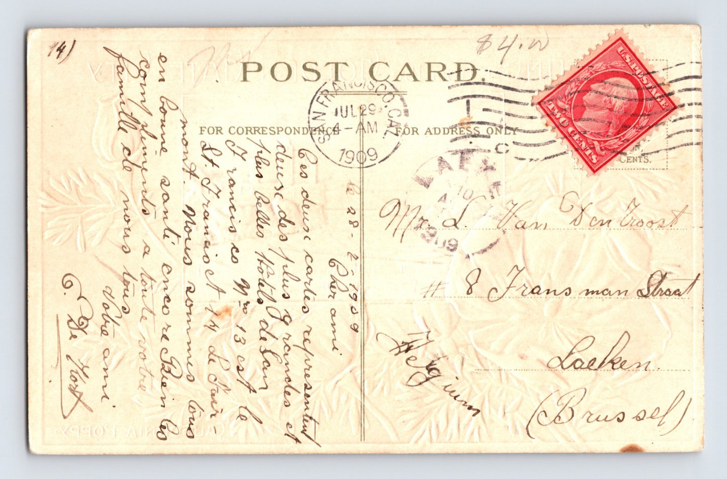 San Francisco California Hotel Fairmont Golden Gate City 1909 Postcard Posted