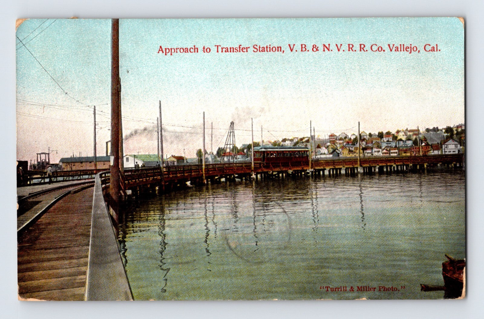 Vallejo California Benicia Napa Valley Electric Railroad transfer station 1910 trolley postcard posted