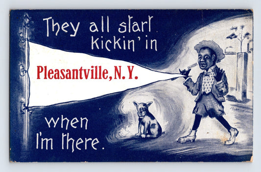 Pleasantville New York Greetings Pennant 1913 Postcard Posted Divided Back