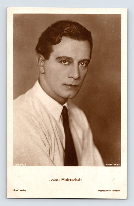 Iwan Petrovich silent film actor portrait 1920s RPPC postcard sepia studio headshot