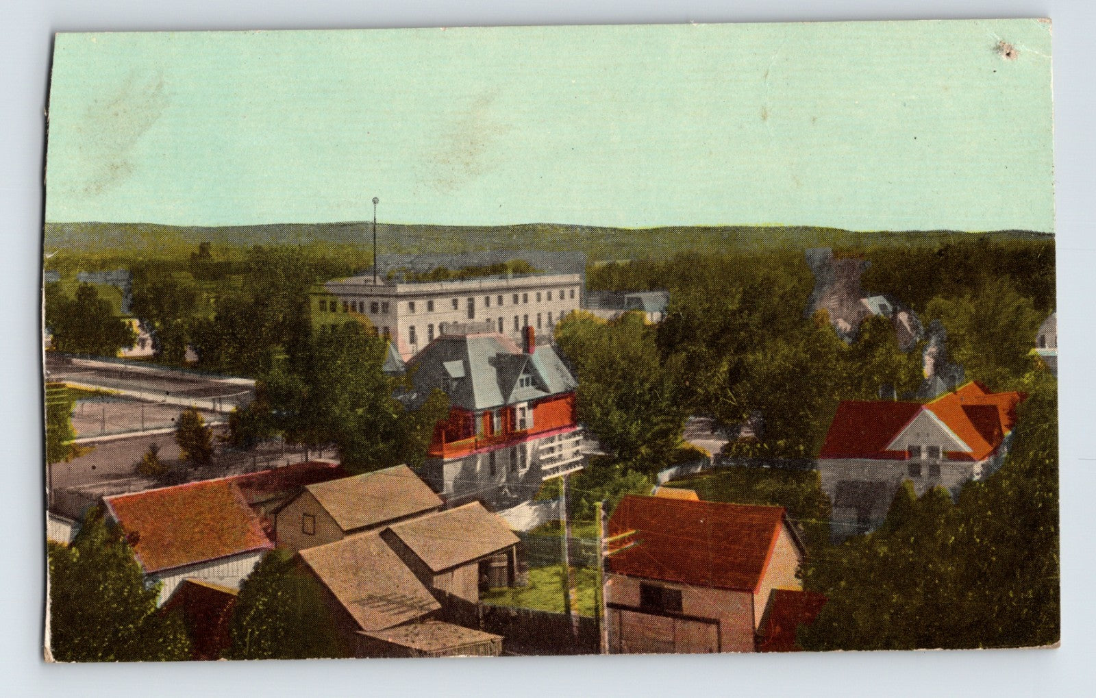 1910s Billings Montana downtown panorama postcard set of five unconnected views showing rooftops, streets, and surrounding hills from elevated vantage points