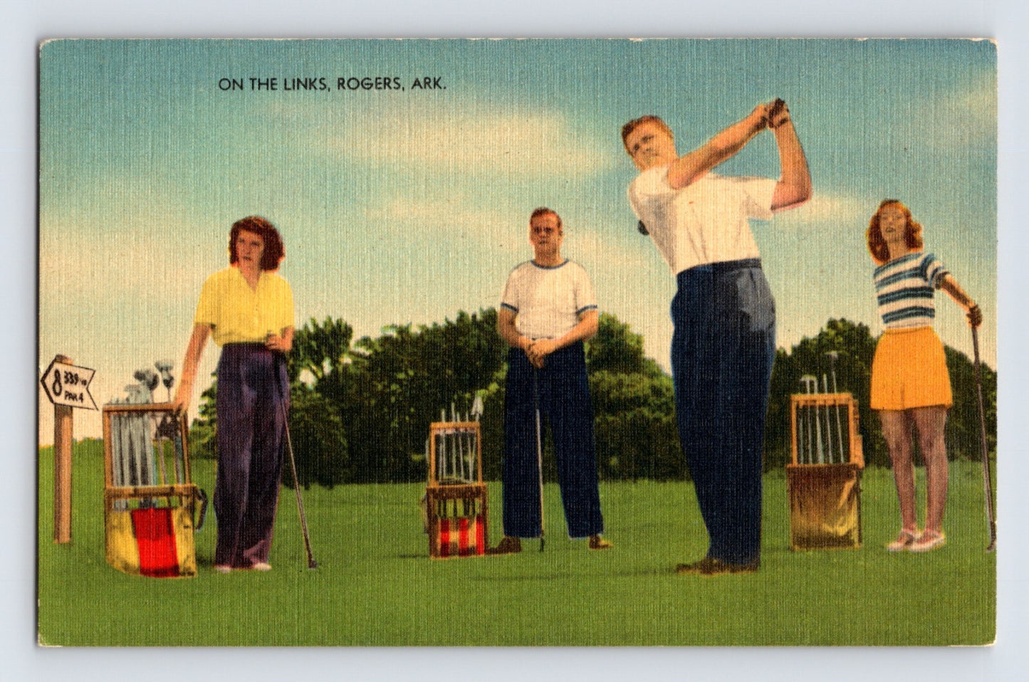 Rogers Arkansas Lake Atalanta Golf Links 1940s Linen Postcard
