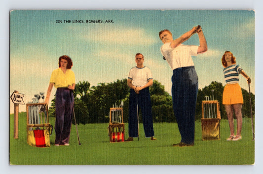 Rogers Arkansas Lake Atalanta Golf Links 1940s Linen Postcard