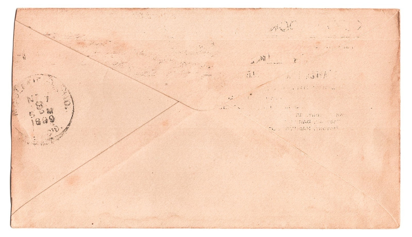 Cleveland Ohio 1899 Likly Rockett Trunk Company Receipt + Envelope Cover