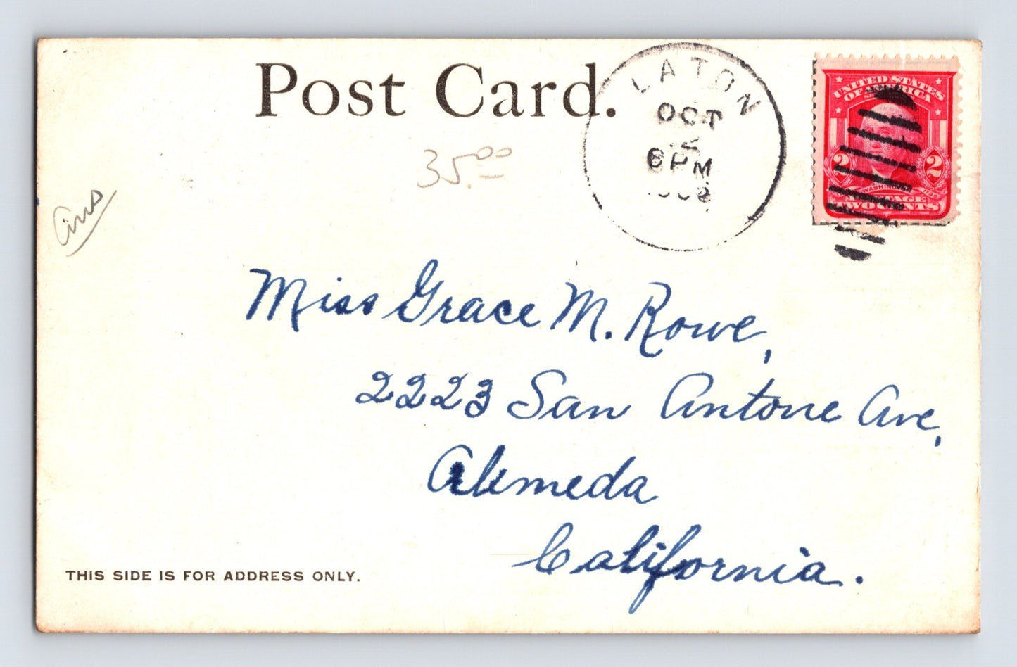 Laton California Public Library 1906 Postcard Posted Undivided Back
