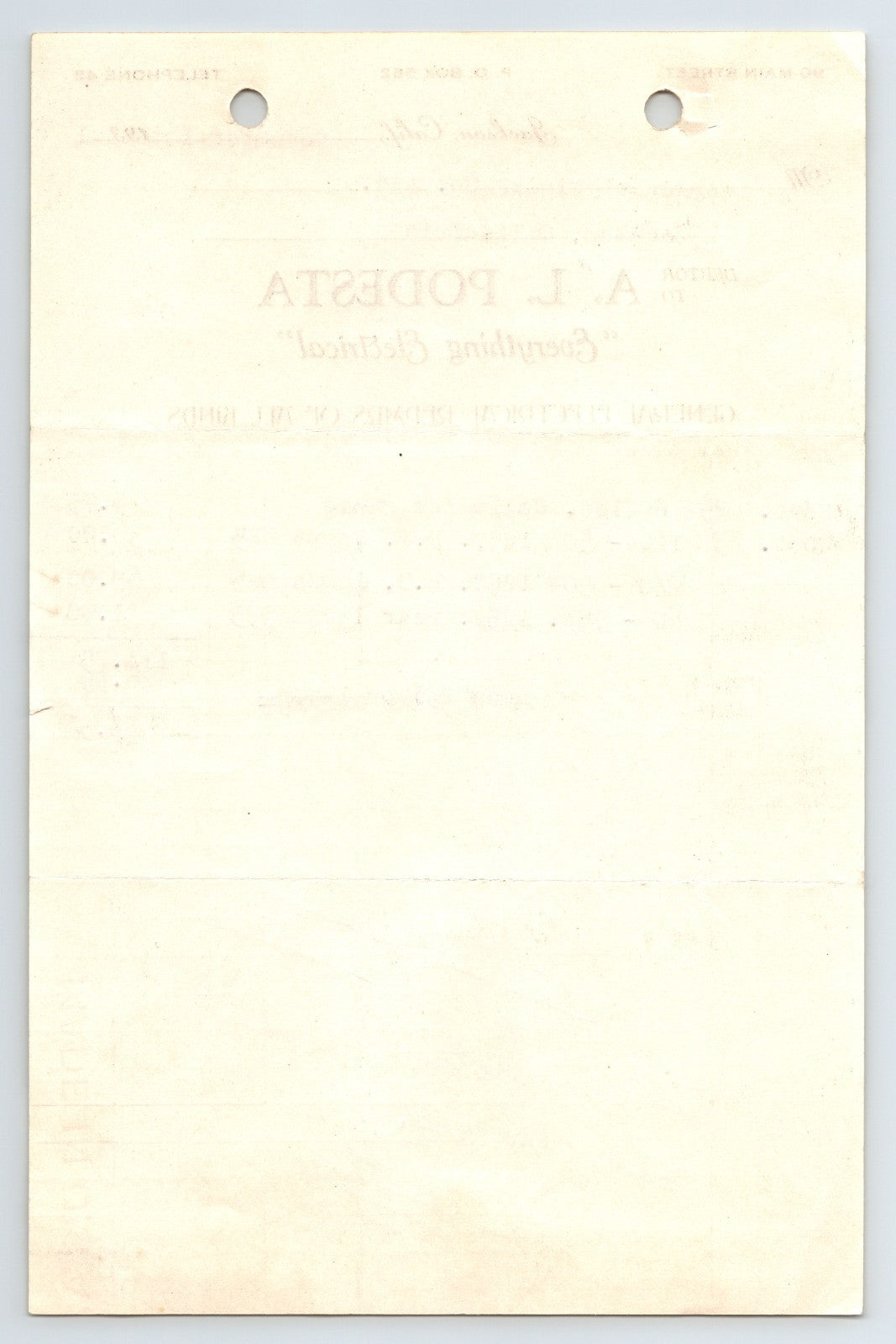 Jackson California 1931 A L Podesta Electric Argonaut Mining Billhead 8 x 5.5