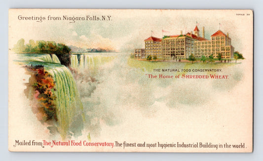 Niagara Falls New York shredded wheat factory Nabisco illustration waterfall PMC postcard