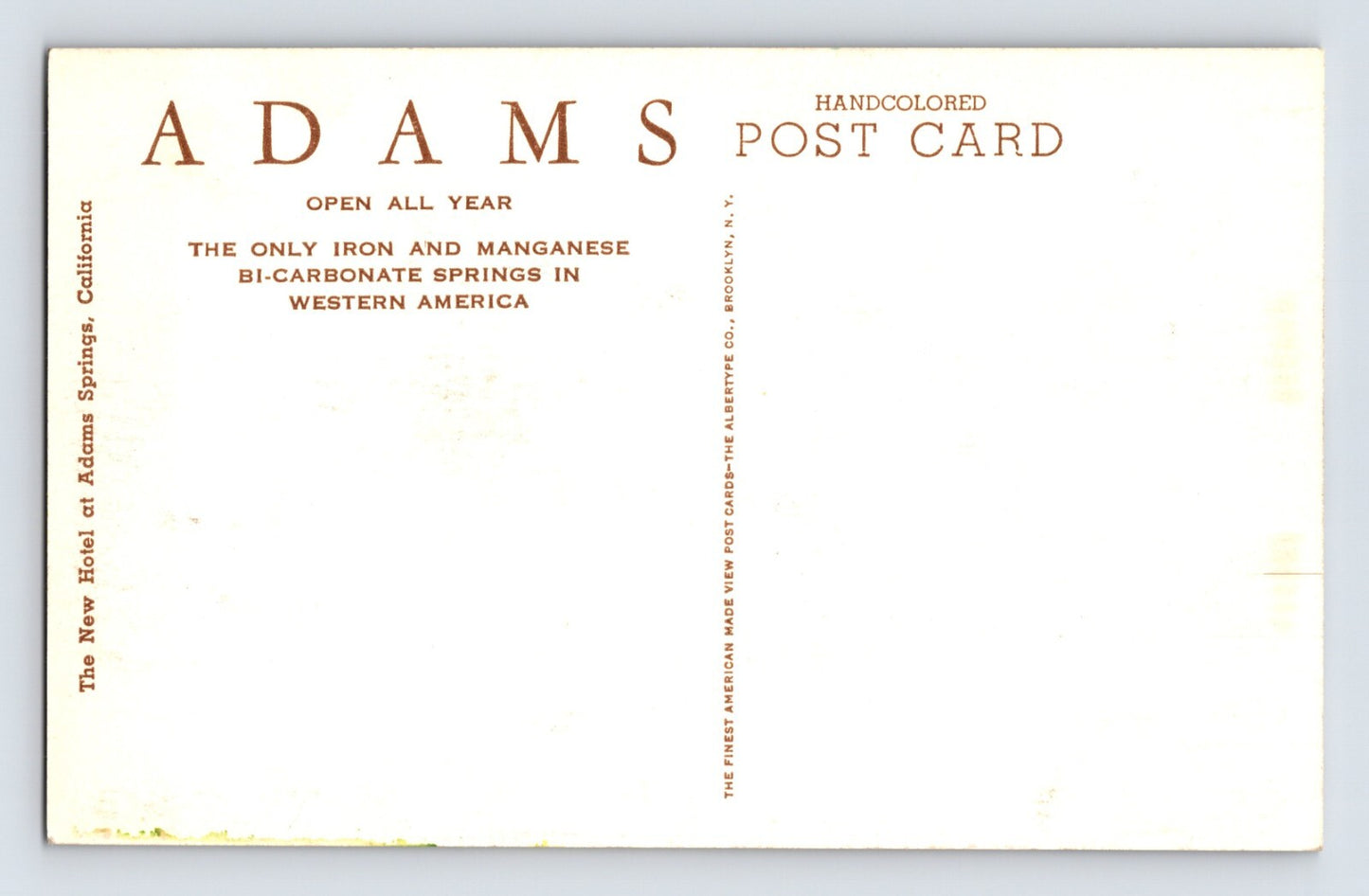 Adams Springs California Adams Springs Hotel 1920s Albertype Postcard