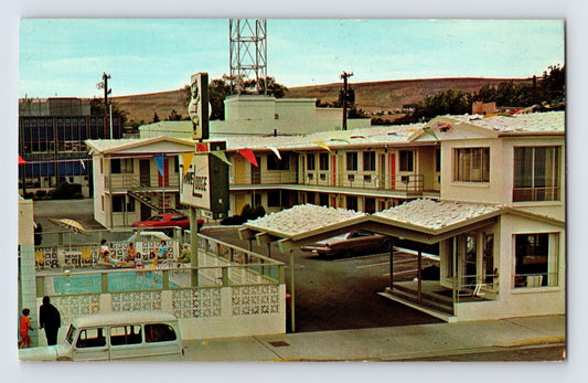 Ephrata Washington Travelodge motel pool mid century roadside lodging 1975 postcard