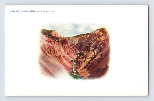 Yellowstone Wyoming Grand Canyon Haynes early postcard vignette canyon view with river pre 1907