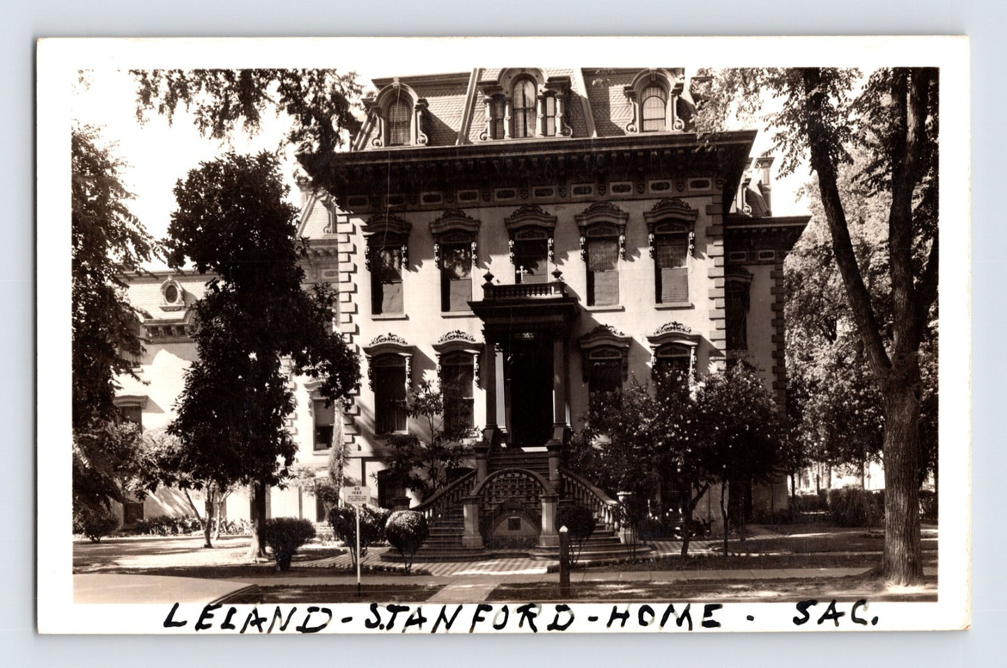 Sacramento California Leland Stanford Residence 1940s Postcard Unposted
