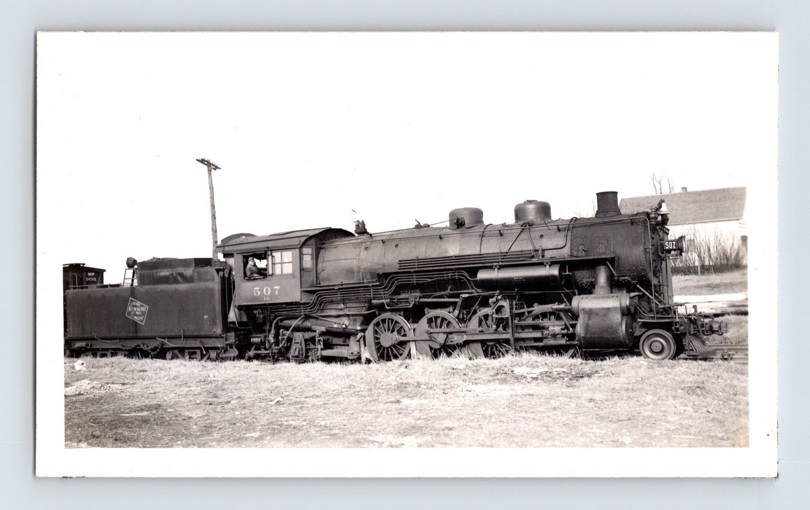 Milwaukee Road 2-8-2 steam locomotive 1942 Ripon Wisconsin photograph
