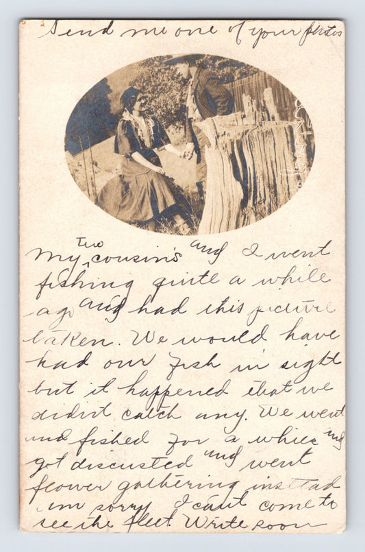 Yorkville California portrait fishing story RPPC postcard 1908 handwritten message