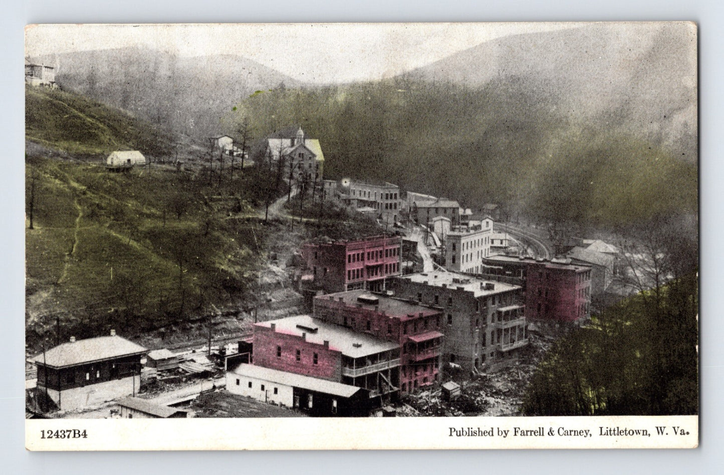 Littletown West Virginia Aerial Downtown 1910s Postcard Posted Divided Back